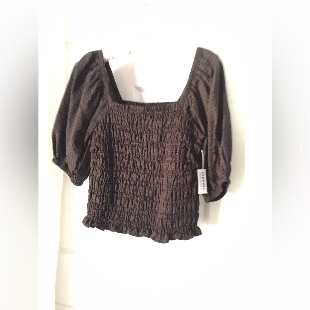 New old navy smocked ballon sleeve blouse top, size small p